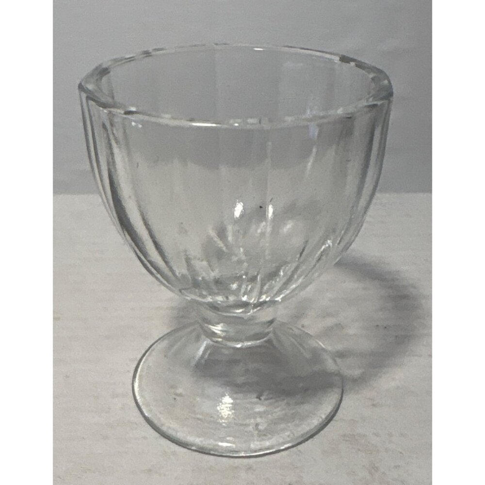 Egg Cup Vintage Clear Glass Fluted 2.5" Elegant Pedestal Design